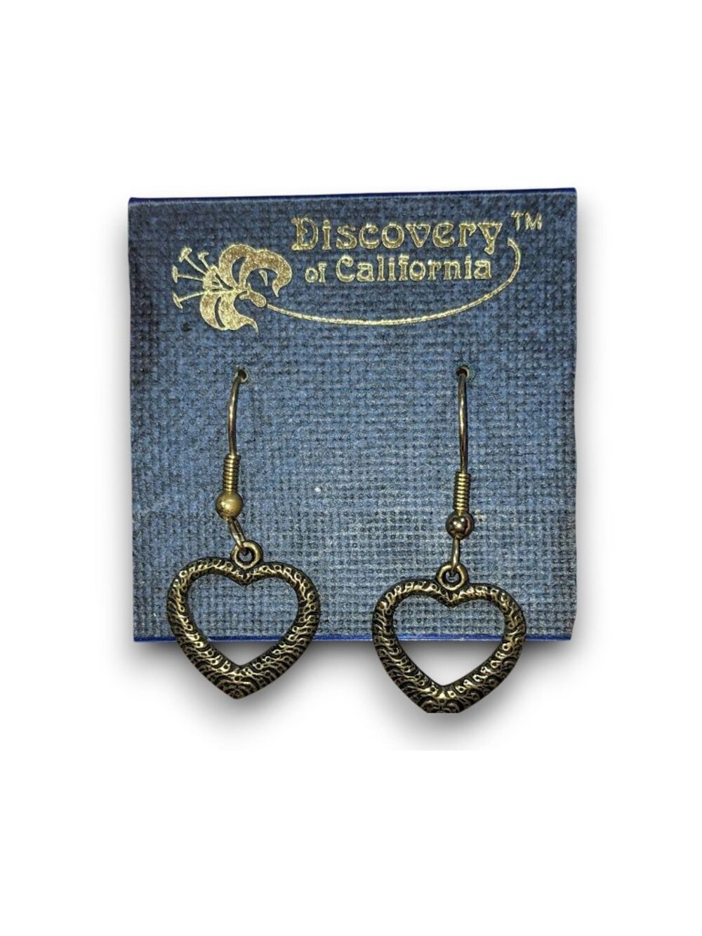 Discovery California Vintage Boho Metal Gold Tone Heart Earrings 1 1/4 NWT